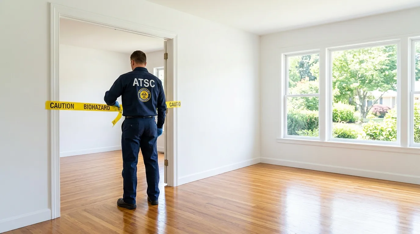 Certified biohazard cleanup crew performing Decomposition Cleanup in Graham